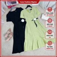 Đầm bigsize nữ kiểu đuôi cá cổ tim hoa eo chất xốp mềm mịn đi chơi đi tiệc sang chảnh LUCY 50-90kg