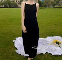 Đầm body 2 dây, váy nữ body hở lưng màu đen cá tính
