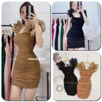 Đầm Body 2D Tay Voan Nhún Sườn VD10 (Mặc Được 2 Kiểu) - VD10