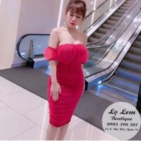 ĐẦM body bẹt vai phối lưới