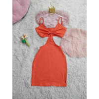 đầm body cam hở ngực