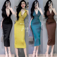 Đầm body cổ bẻ sát nách siêu xinh