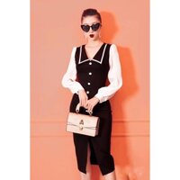 Đầm body cổ bẻ tay phối