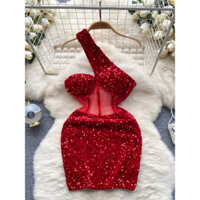 Đầm Body Cổ Chéo Sang Trọng Nhẹ Nhàng Kiểu Pháp Mùa Thu Lưới Sequin