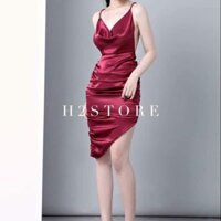 đầm body cổ đổ dây chéo lưng kết ngọc