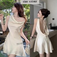 Đầm Body Cổ Đổ Hở Lưng Váy Nữ Dáng Ngắn Đan Lưng Sexy Quyến Rũ Đi Chơi Dự Tiệc