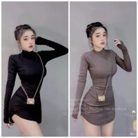 Đầm body cổ lọ tay dài