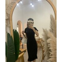 Đầm Body Cổ Tròn Nhún Eo Tay Cộc Thêu Hình Gấu Siêu Dễ Thương,Đầm Dáng Ôm Sát Sexxy MaI18store