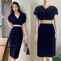 Đầm body cổ V cánh dơi M.L.XL