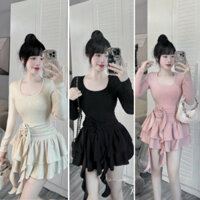 Đầm Body Cổ Vuông LUMICA D151, Váy Đầm Nữ Thiết Kế Ôm Body Eo Đính Hoa Dáng Xòe Sexy Gợi Cảm