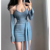 Đầm body cổ yếm quấn dây Ulzzang(sẵn)