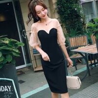 ĐẦM BODY CÚP NGỰC TAY LƯỚI