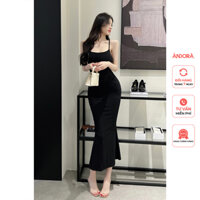 Đầm body dáng dài hai dây hở lưng Andora váy nữ tôn dáng đan dây, quyến rũ chất thun cotton co dãn tốt A0405DB