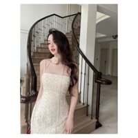 Đầm body dây ren hoa nổi siêu xinh xắn