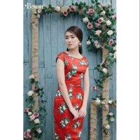 Đầm body đỏ hoa