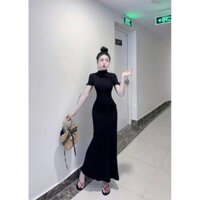 Đầm body đuôi cá cổ lọ,váy ôm dáng dài bông ngực tôn dáng phong cách kín đáo DX0829