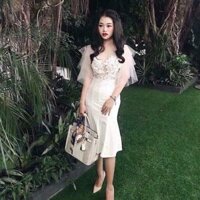Đầm body đuôi cá phối lưới đính đá ( kèm ảnh thật )