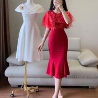 Đầm body đuôi cá phối ren nổi