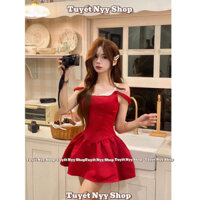 Đầm Body Hai Dây Dáng Xoè Phối Cúp Ngực Ren Màu Đỏ Noel , TẾT ( Kèm Quần Bảo Hộ Và Áo Bra )_TNS