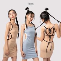 Đầm body hai dây phối màu TOPTIFY lưng cột kiểu form ôm Sporty Cami Dress DT22