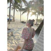 Đầm body hoa nhí tay phồng