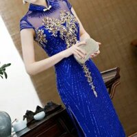 Đầm body kim sa màu xanh