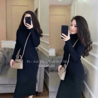 Đầm body len cổ lọ