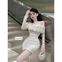 Đầm body lưới hoa hồng ngực