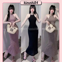 Đầm Body Maxxi Yếm Len Đũa "Thần Vệ Nữ" - Dáng Dài Đuôi Cá, Chất Len Đũa Mềm Mịn - Tôn dáng