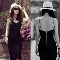 Đầm body ngọc trinh 2 dây khóa đồng