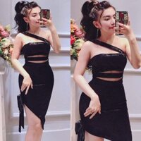 Đầm body nhung khoét eo