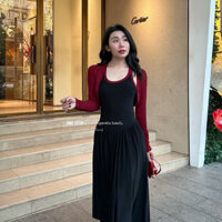 Đầm Body Nữ 2 Dây Kèm Áo Khoác Xinh,Đầm Nữ Dáng Suông Dài Ôm Thời Trang Cuốn Hút D108 MAHALA