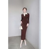 Đầm body nữ áo tay dài xẻ sau siêu tôn dáng, Váy ôm nữ thu đông rẻ đẹp trẻ trung Xưởng Đầm Khánh An