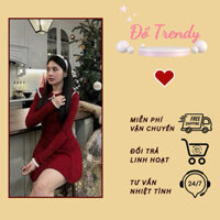 Đầm Body Nữ Dáng Xòe Cổ Sen Viền Ren - Váy Nữ Tay Dài Bánh Bèo Tiểu Thư Cho Nàng Dạo Phố