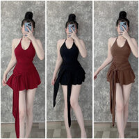 Đầm Body Nữ Dạng Yếm Xòe Có Mút, Váy Đầm Nữ Dáng Ngắn Bánh Bèo Dễ Thương Chất Thun Co Dãn D124 MOSALA