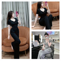 Đầm Body Nữ Mix Quần Ống Suông Dài Tay Ngắn, Váy Nữ Cổ Vuông Khuy Cài Thiết Kế Năng Động D118 LONACO