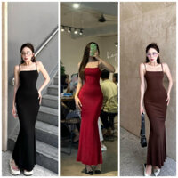 Đầm Body Nữ Ôm Dáng Suông Dài 2 Dây, Váy Nữ Chất Mềm Mịn Cao Cấp Sang Chảnh Basic NOBICO D106