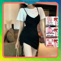 Đầm body nữ rút dây cổ yếm