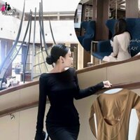 Đầm Body Nữ Tay Dài Khoét Lưng Phối Xích Mẫu Mới Siêu Hot