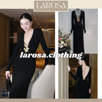 Đầm body nữ thiết kế cổ khoét sâu tag bướm mặc 2 kiểu dự tiệc sang chảnh form dáng suông by LAROSA