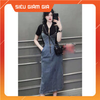 Đầm Body Phối Jeans Cộc Tay Phong Cách Hàn Quốc V4076 - Teen888