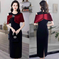 Đầm Body phối nơ đỏ đính đá kiểu mẫu mới sang và đẹp