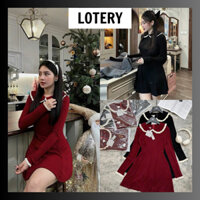Đầm Body Quây Ngực Dài Tay Dáng Ngắn LOTERY, Váy Body Noel Mùa Đông Ôm Body Thời Trang Mẫu Mới Nhất D0105