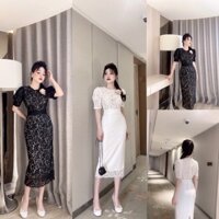 Đầm body ren cổ tròn tay lỡ