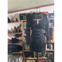 đầm body ren đen tay dài nơ buộc eo phía sau cực sang chảnh