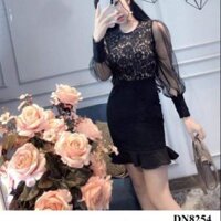 Đầm body ren phối voan chân váy đuôi cá