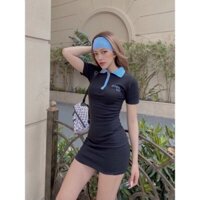 ĐẦM BODY RIỀN CỔ XANH