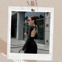 Đầm Body Sexy Tay Dài Hở Lưng Viền Cổ Ren Ôm Nữ Chất Thun Co Giãn Thích Hợp Dự Tiệc Đi ChƠi Dạo Phố MILA CLOTHING DN004