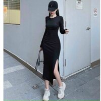 Đầm Body Sexy Tay Dài Xẻ Tà Cao-D23-