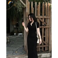 ĐẦM BODY TĂM CỔ BẺ TAY CỘC FULL 2 MÀU - HÀNG TK
